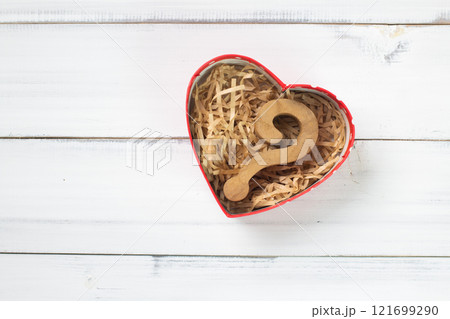 Questions of the Heart: Wooden Question Mark in a Red Polka Dot Heart Box Questions of the Heart: Wooden Question Mark in a Red Polka Dot Heart Box 121699290