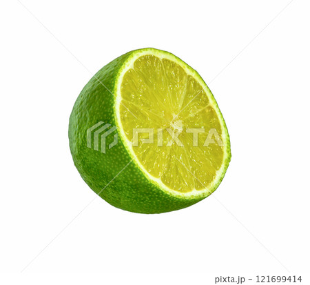 Slice of lime, citrus green fruit 121699414
