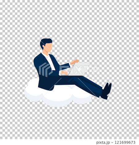 Businessman working on the cloud, cloud service image illustration, vector Businessman working on the cloud, cloud service image illustration, vector 121699673