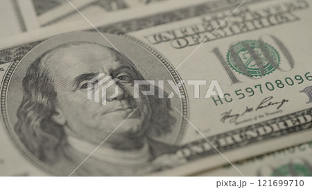 Closeup background of 100 dollar bills old style Closeup background of 100 dollar bills old style 121699710