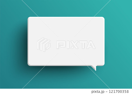 White rectangle speech bubble on green background 121700358