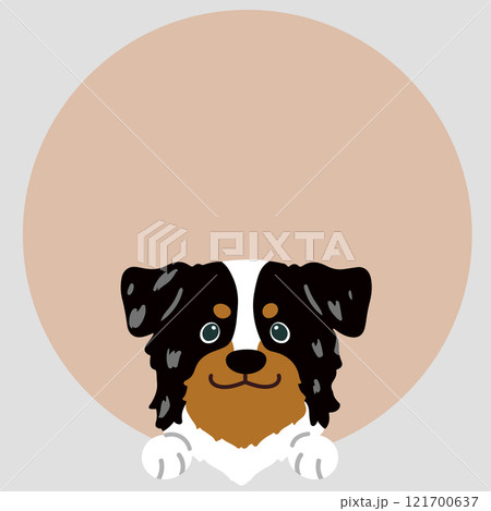 シンプルで可愛いオーストラリアンシェパードの丸いアイコン シンプルで可愛いオーストラリアンシェパードの丸いアイコン 121700637