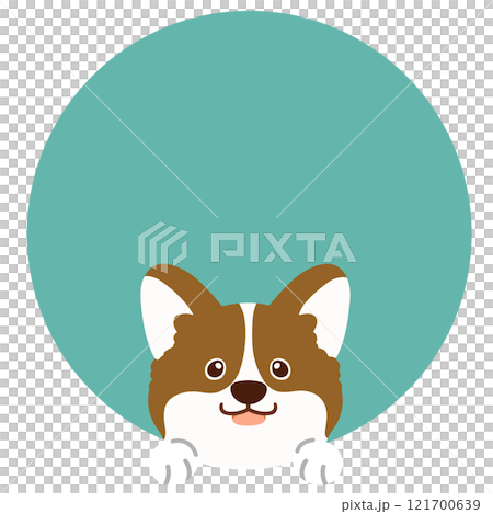 簡單可愛的柯基犬圓形圖標 121700639