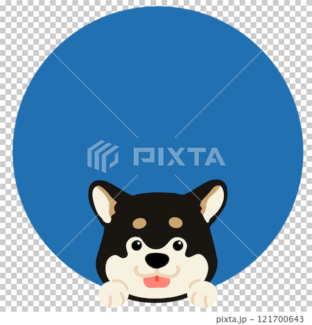 Simple and cute black Shiba Inu round icon 121700643