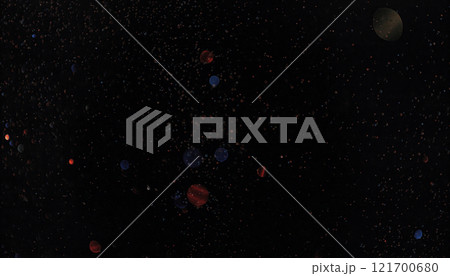 Bokeh background. Dark red gold magical christmas bokeh background 121700680