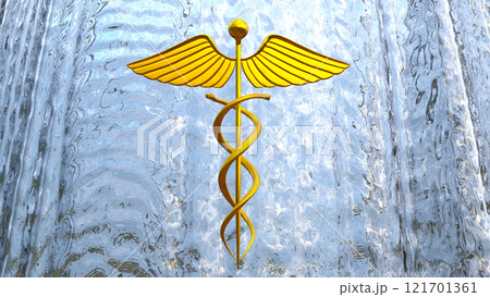 Caduceus is a staff with wings and two snakes wrapped around it 121701361