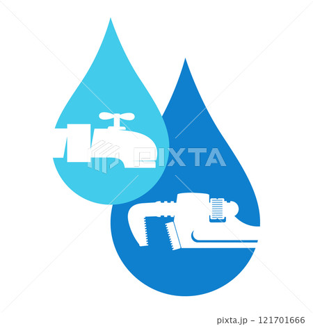 Two drops of water wrench and faucet 121701666