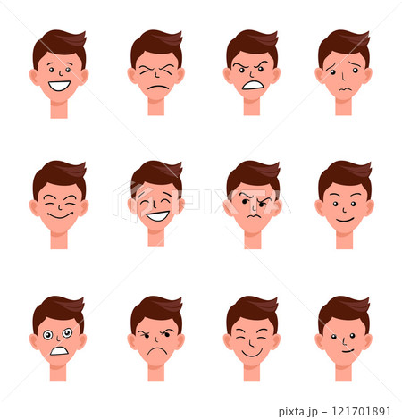 Portraits of man. Boy Avatar.  Male emotions. 121701891