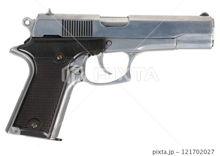 semi automatic 9 mm handgun pistol isolated on white semi automatic 9 mm handgun pistol isolated on white 121702027