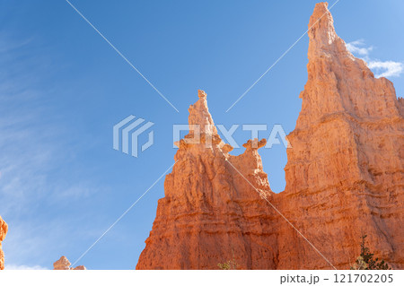 Queen Victoria Hoodoo in Bryce Canyon National Park Against Clear Blue Sky. Queen Victoria Hoodoo in Bryce Canyon National Park Against Clear Blue Sky. 121702205