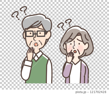 Confused elderly men and women Confused elderly men and women 121702428