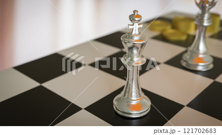 The Silver chess on Board for Business or Board game concept 3d rendering. The Silver chess on Board for Business or Board game concept 3d rendering. 121702683