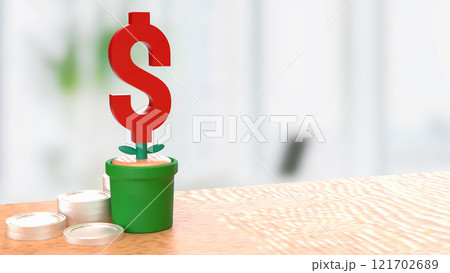 The Red Dollar symbol in Plant for Business concept 3d rendering. 121702689