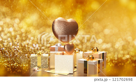 The Heart and Gift box  for celebration or Valentine concept 3d Rendering. 121702698
