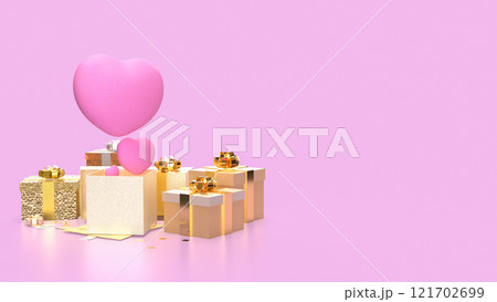 The Heart and Gift box  for celebration or Valentine concept 3d Rendering. 121702699