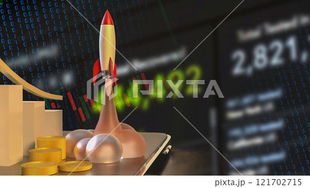 The Rocket and coins for Business or start up concept 3d rendering. The Rocket and coins for Business or start up concept 3d rendering. 121702715