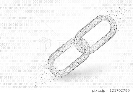 Isolated Abstract Vector chain. Wireframe chain element on white. Link protection, blockchain technology, cooperation symbol. 121702799