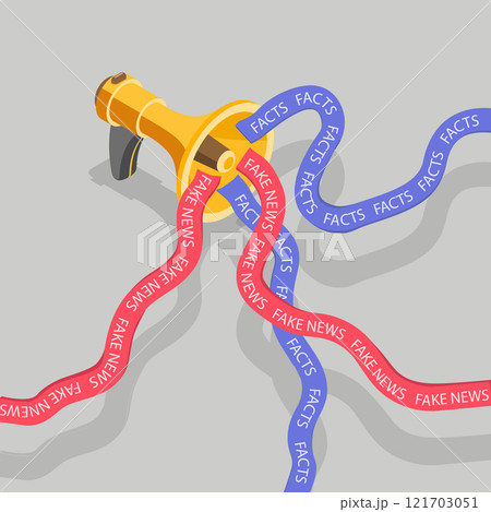 3D Isometric Flat Vector Illustration of Fake News, Myths vs Facts 3D Isometric Flat Vector Illustration of Fake News, Myths vs Facts 121703051