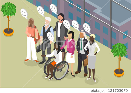3D Isometric Flat Vector Illustration of Diverse Coworkers , Joyful Employees Working Together 3D Isometric Flat Vector Illustration of Diverse Coworkers , Joyful Employees Working Together 121703070