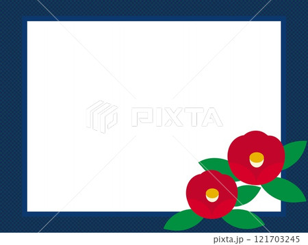 椿　フレーム　市松模様　ホワイトスペース 121703245