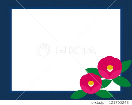 椿　フレーム　市松模様　ホワイトスペース 121703248