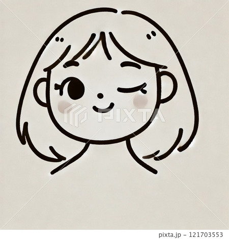 漫画風のかわいい女性の顔 121703553