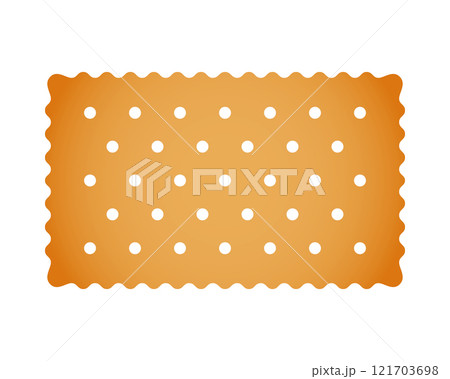 Crispy cracker. Sweet or salty biscuit cookie in rectangle shape. Crunchy snack isolated on white background. Vector cartoon illustration 121703698