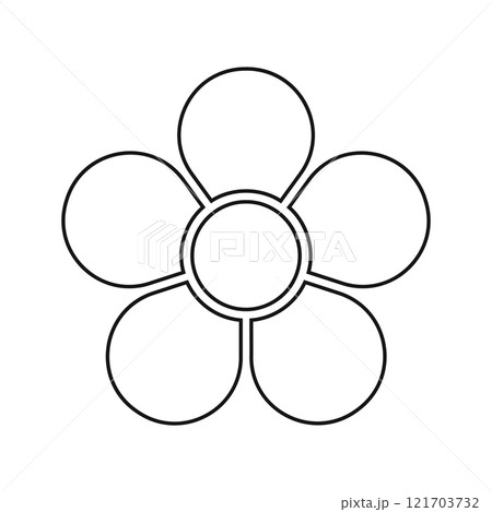 Flower diagram with 5 petals. Floral pie chart divided on five equal sectors in leaf shapes isolated on white background. Template for data presentation. Vector graphic illustration Flower diagram with 5 petals. Floral pie chart divided on five equal sectors in leaf shapes isolated on white background. Template for data presentation. Vector graphic illustration 121703732