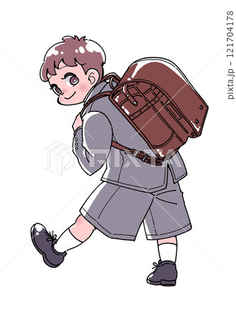 ランドセルを背負った笑顔の男の子イラスト 121704178