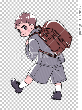 ランドセルを背負った笑顔の男の子イラスト 121704178