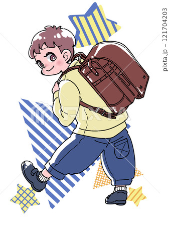 ランドセルを背負った笑顔の男の子イラスト 121704203