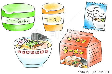 ゆるめシンプルなラーメンセット　アナログ風 121704531