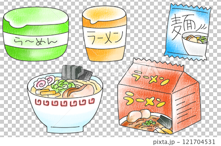 ゆるめシンプルなラーメンセット　アナログ風 121704531