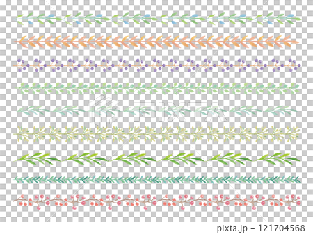 水彩の植物飾り線9点セット2 水彩の植物飾り線9点セット2 121704568