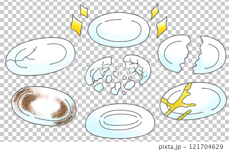 Loose and simple plates in various states, analog style Loose and simple plates in various states, analog style 121704629