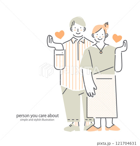 幸せな夫婦　お洒落なシンプルイラスト 121704631