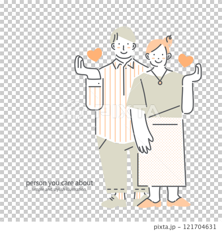 幸福的情侶時尚簡單的插畫 121704631