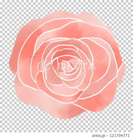 水彩風 真上から見たピンクのバラ 水彩風 真上から見たピンクのバラ 121704771