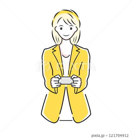 名刺を差し出すオフィスレディのイラスト 名刺を差し出すオフィスレディのイラスト 121704912
