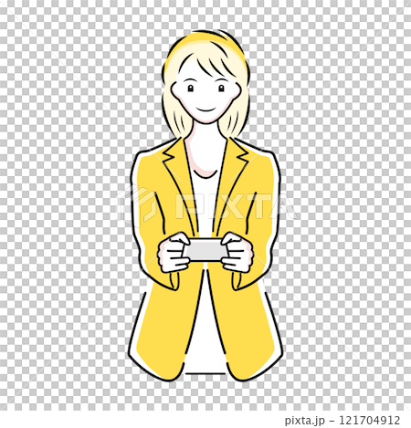 一位辦公室女士遞出一張名片的插圖 121704912