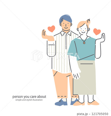 幸せな夫婦　お洒落なシンプルイラスト 121705050