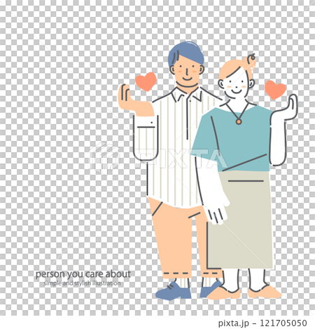 幸せな夫婦　お洒落なシンプルイラスト 121705050