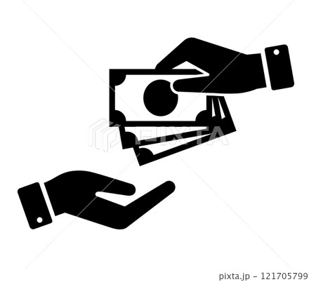 紙幣を手で支払いをするアイコン 121705799