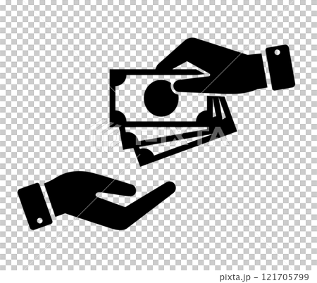 紙幣を手で支払いをするアイコン 121705799