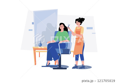 Woman Getting Her Hair Cut At The Beauty Salon. Woman Getting Her Hair Cut At The Beauty Salon. 121705819