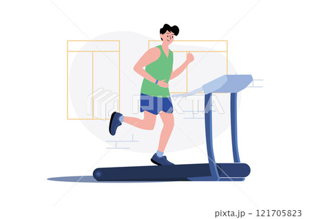 Boy Running On Treadmill 121705823