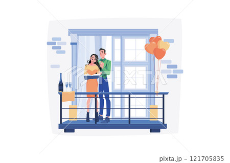 Couple In Love Illustration concept. A flat illustration isolated on white background Couple In Love Illustration concept. A flat illustration isolated on white background 121705835