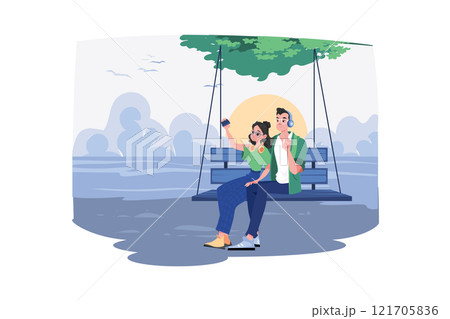 Couple In Love Illustration concept. A flat illustration isolated on white background Couple In Love Illustration concept. A flat illustration isolated on white background 121705836