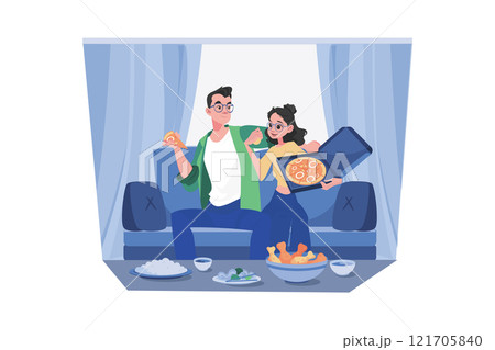 Couple In Love Illustration concept. A flat illustration isolated on white background 121705840