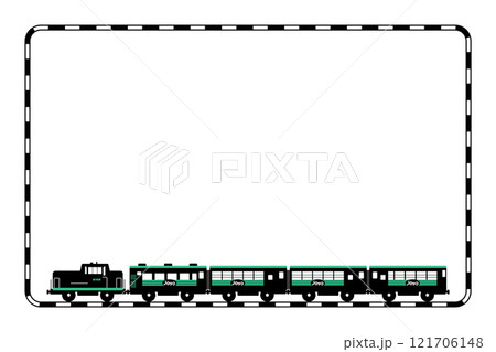 線路のフレームとおもちゃ風のくしろ湿原ノロッコ号の黒をベースとしたデザイン 121706148